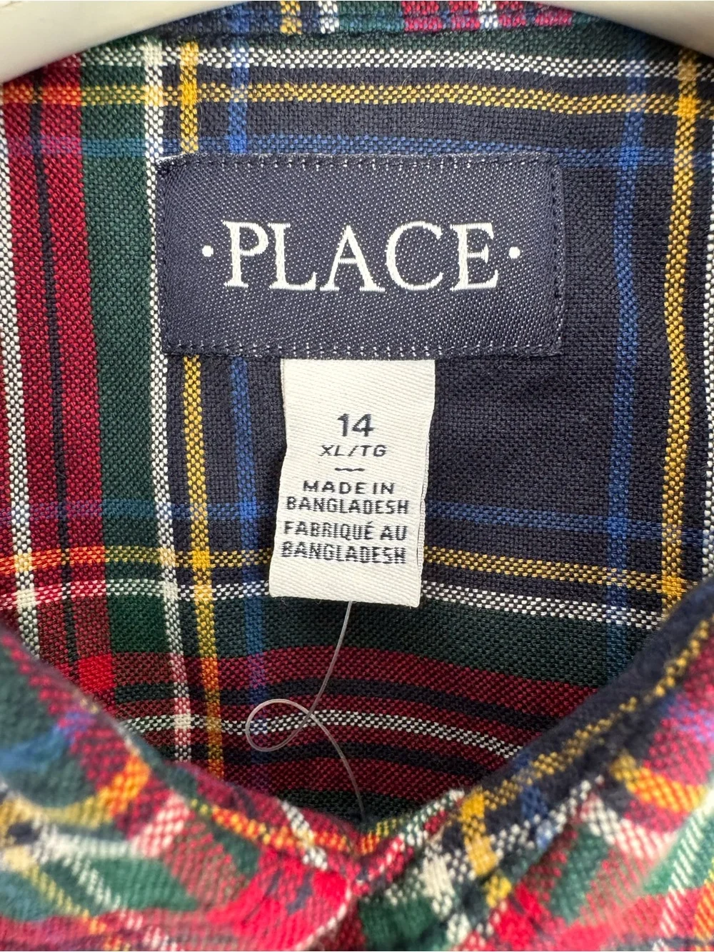 The Children's Place Boys Plaid Button-Down Shirt Sz 14